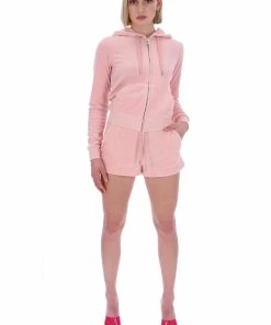 JUICY COUTURE PALE PINK TERRY TOWELLING TRACK SHORT TRACKSUITS