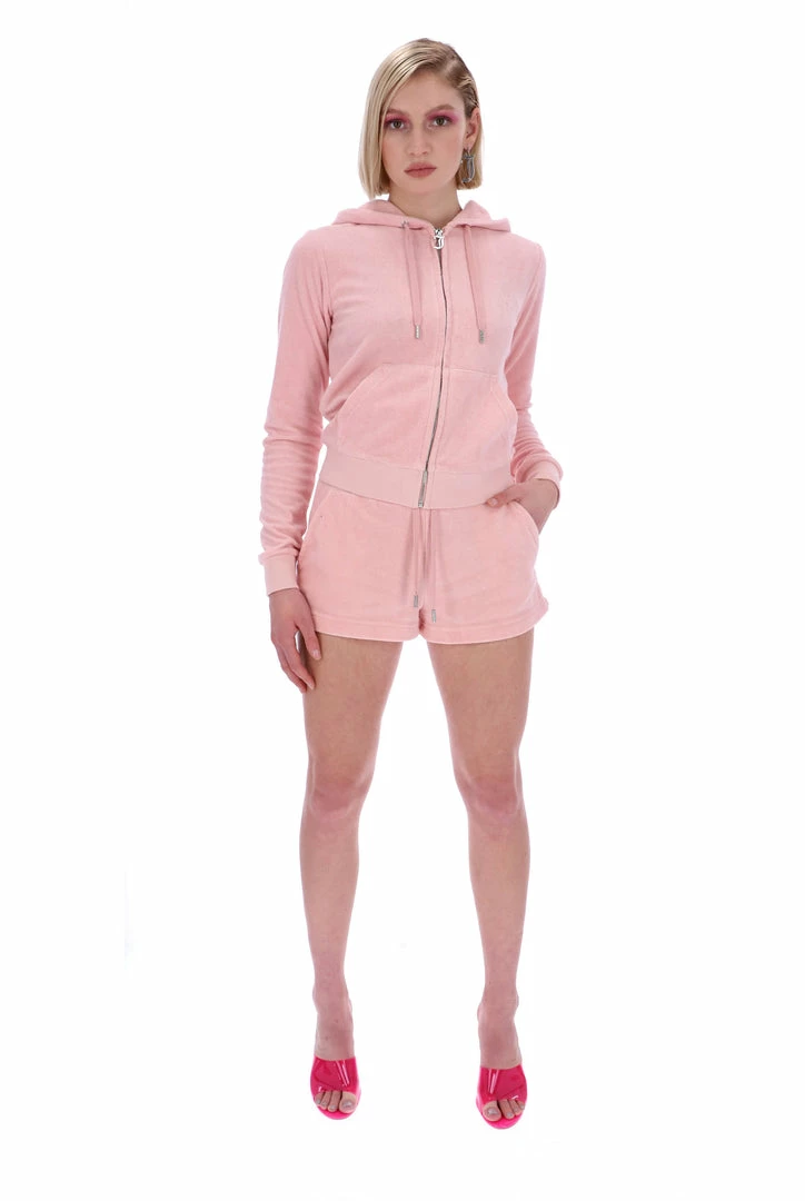 JUICY COUTURE PALE PINK TERRY TOWELLING TRACK SHORT TRACKSUITS