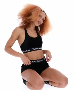 JUICY COUTURE BOTTOMS BLACK VELVET LOUNGE FLARED SHORTS