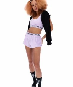 JUICY COUTURE PASTEL LILAC RIBBED VELOUR LOUNGE RACER BRA LOUNGEWEAR