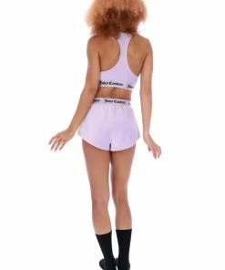 JUICY COUTURE PASTEL LILAC RIBBED VELOUR LOUNGE RACER BRA LOUNGEWEAR