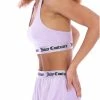 JUICY COUTURE PASTEL LILAC RIBBED VELOUR LOUNGE FLARED SHORTS