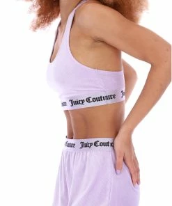 JUICY COUTURE PASTEL LILAC RIBBED VELOUR LOUNGE FLARED SHORTS