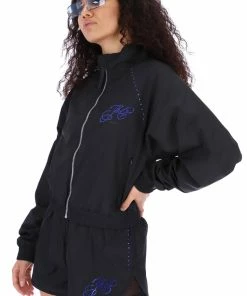 JUICY COUTURE TRACKSUITS BLACK DIAMANTE LIGHTWEIGHT TRACK JACKET
