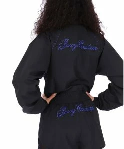 JUICY COUTURE TRACKSUITS BLACK DIAMANTE LIGHTWEIGHT TRACK JACKET