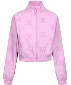 JUICY COUTURE TRACKSUITS ORCHID PINK MONOGRAM PONGEE TRACK JACKET