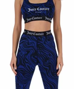 JUICY COUTURE WAVE PRINTED GRAPHIC RACER SPORT BRA