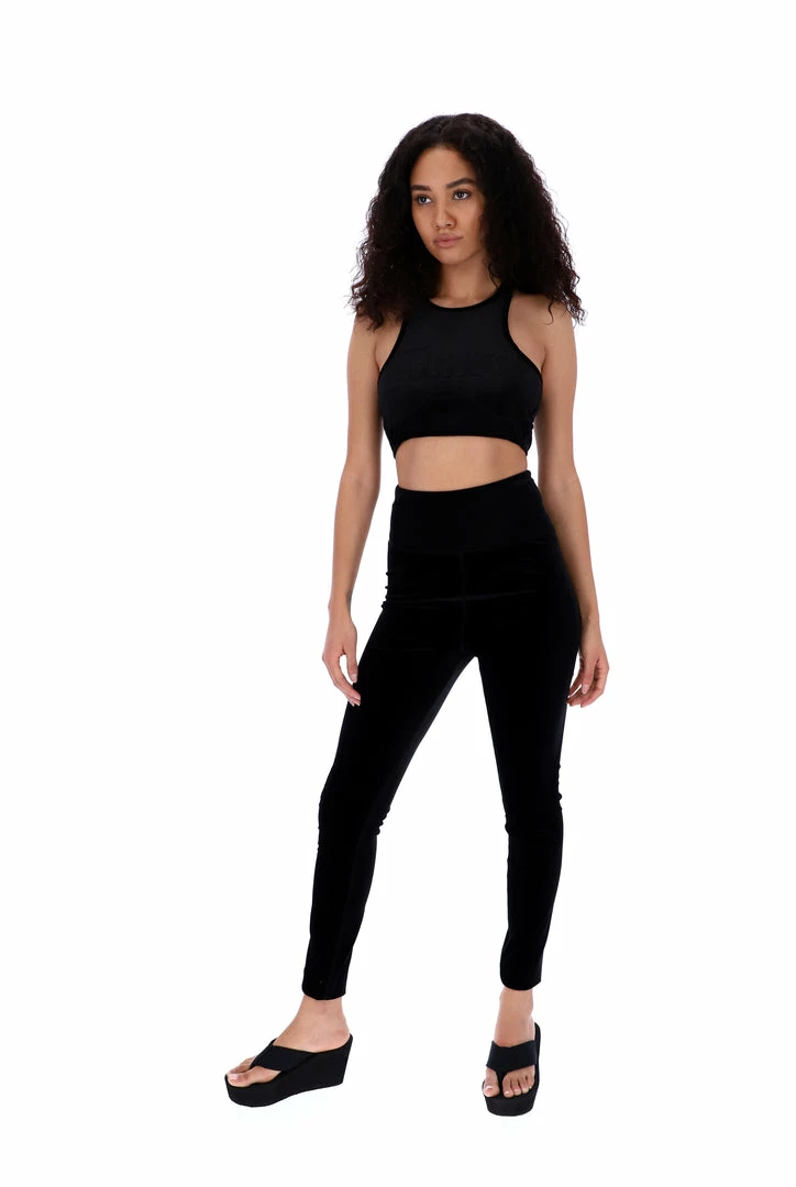 JUICY COUTURE TOPS BLACK VELVET EMBROIDERED RACER BRA