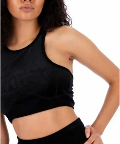 JUICY COUTURE TOPS BLACK VELVET EMBROIDERED RACER BRA