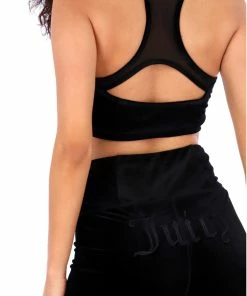 JUICY COUTURE TOPS BLACK VELVET EMBROIDERED RACER BRA