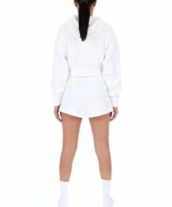 JUICY COUTURE TRACKSUITS WHITE MONOGRAM JACQUARD TERRY TOWELLING HOODIE