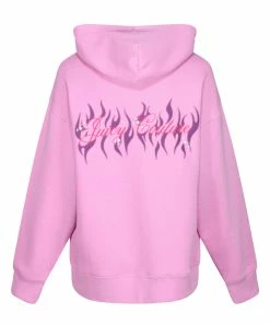 JUICY COUTURE TRACKSUITS ORCHID PINK FLAME GRAPHIC BOYFRIEND HOODIE