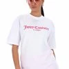 JUICY COUTURE TOPS WHITE FLOCKED LA LOGO UNISEX TEE