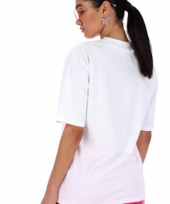 JUICY COUTURE TOPS WHITE FLOCKED LA LOGO UNISEX TEE