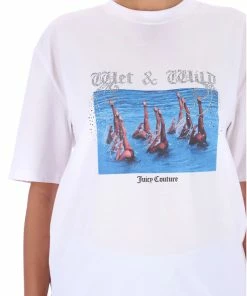 JUICY COUTURE TOPS WHITE WET & WILD DIAMANTE GRAPHIC UNISEX TEE