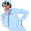 JUICY COUTURE POWDER BLUE MONOGRAM JACQUARD TERRY TOWELLING TRACK TOP