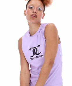 JUICY COUTURE PASTEL LILAC JC METALLIC GRAPHIC TANK