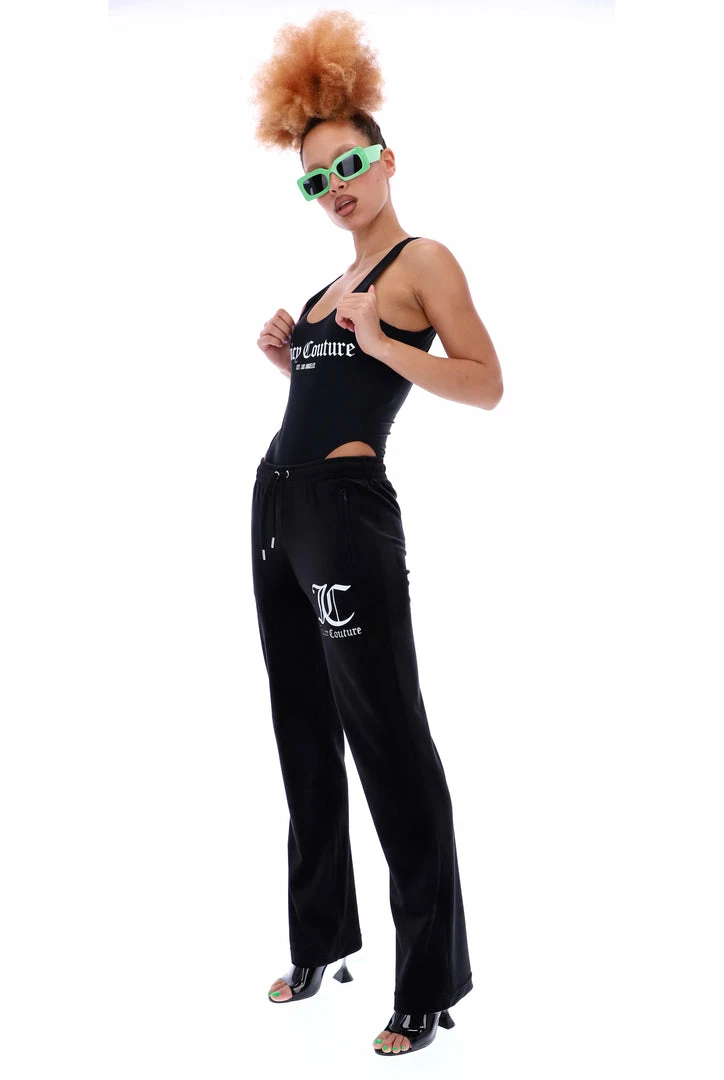 JUICY COUTURE BLACK LA LOGO SCOOP BACK SWIMSUIT