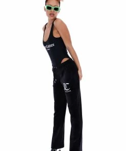 JUICY COUTURE BLACK LA LOGO SCOOP BACK SWIMSUIT