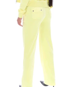 JUICY COUTURE SPRING SUMMER '22 COLLECTION YELLOW PEAR CLASSIC VELOUR DEL RAY POCKETED BOTTOMS