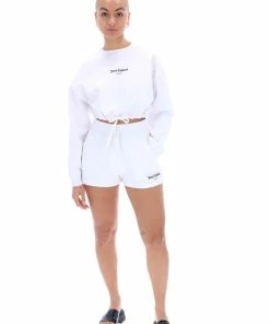 JUICY COUTURE TRACKSUITS WHITE BOXY CROP SWEATSHIRT