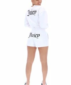 JUICY COUTURE TRACKSUITS WHITE BOXY CROP SWEATSHIRT
