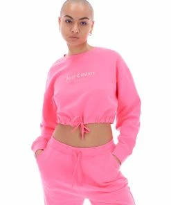 JUICY COUTURE TRACKSUITS FLURO PINK BOXY CROP SWEATSHIRT