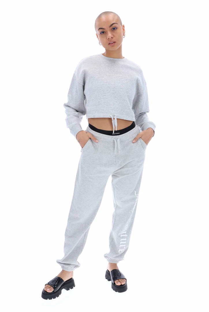 JUICY COUTURE SILVER MARL GRAPHIC FLEECE CUFFED JOGGER SPRING SUMMER '22 COLLECTION