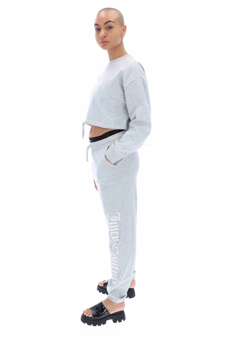 JUICY COUTURE SILVER MARL GRAPHIC FLEECE CUFFED JOGGER SPRING SUMMER '22 COLLECTION