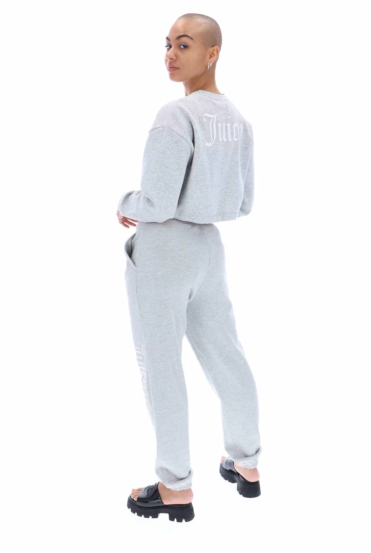 JUICY COUTURE SILVER MARL GRAPHIC FLEECE CUFFED JOGGER SPRING SUMMER '22 COLLECTION
