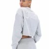 JUICY COUTURE SPRING SUMMER '22 COLLECTION SILVER MARL BOXY CROP SWEATSHIRT
