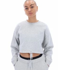 JUICY COUTURE SPRING SUMMER '22 COLLECTION SILVER MARL BOXY CROP SWEATSHIRT