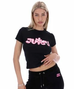 JUICY COUTURE NEW IN BLACK JUICY BUBBLE GIRLFRIEND TEE