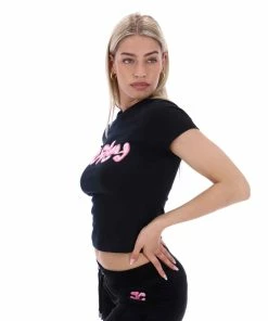 JUICY COUTURE NEW IN BLACK JUICY BUBBLE GIRLFRIEND TEE