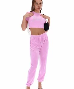 JUICY COUTURE ORCHID PINK DIAMANTE GRAPHIC CROP TEE TOPS
