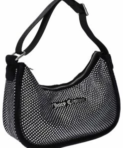 JUICY COUTURE ACCESSORIES BLACK ALL OVER DIAMANTE VELOUR DIAMANTE SHOULDER BAG