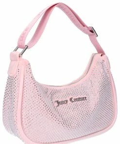 JUICY COUTURE ACCESSORIES ALMOND BLOSSOM ALL OVER DIAMANTE VELOUR DIAMANTE SHOULDER BAG