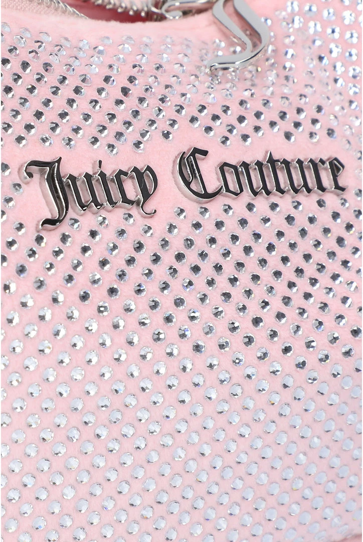 JUICY COUTURE ACCESSORIES ALMOND BLOSSOM ALL OVER DIAMANTE VELOUR DIAMANTE SHOULDER BAG