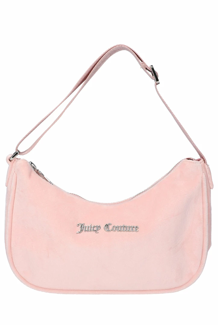 JUICY COUTURE PALE PINK VELOUR SHOULDER BAG SPRING SUMMER '22 COLLECTION
