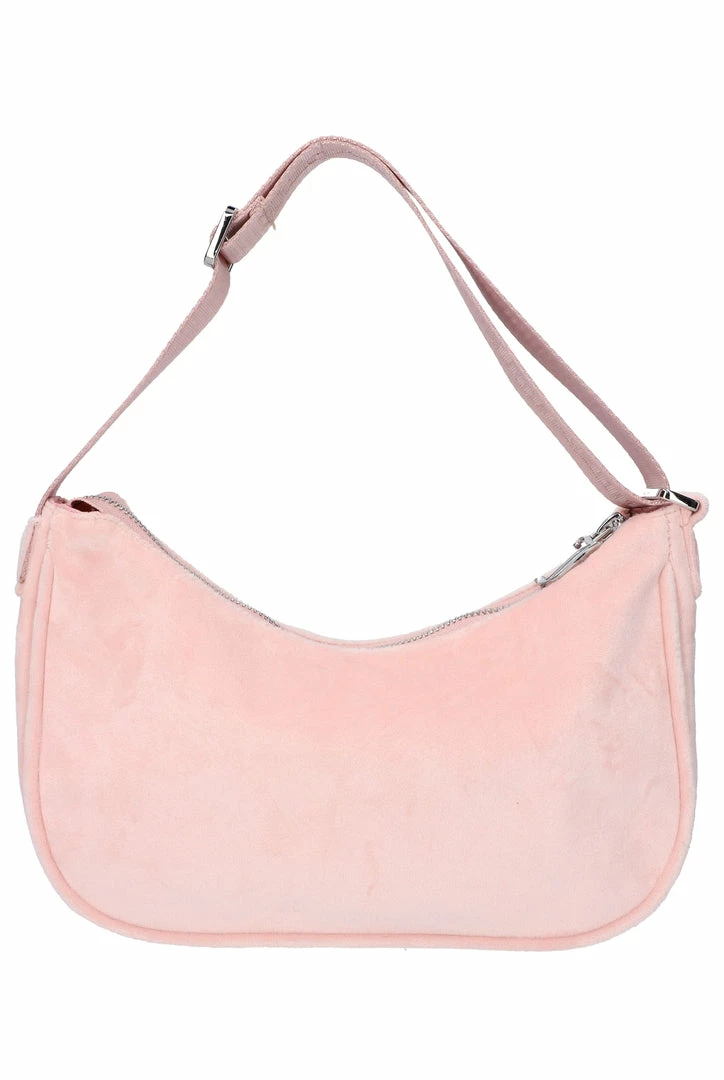 JUICY COUTURE PALE PINK VELOUR SHOULDER BAG SPRING SUMMER '22 COLLECTION