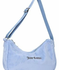 JUICY COUTURE SPRING SUMMER '22 COLLECTION POWDER BLUE VELOUR SHOULDER BAG