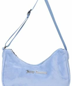 JUICY COUTURE SPRING SUMMER '22 COLLECTION POWDER BLUE VELOUR SHOULDER BAG