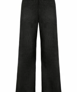 JUICY COUTURE BLACK RIB LOUNGE VELOUR FLARE PANT BOTTOMS