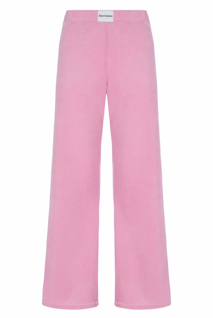 JUICY COUTURE PINK PETAL SAND RIB VELOUR FLARE PANT