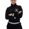JUICY COUTURE SPRING SUMMER '22 COLLECTION BLACK VELOUR STRIPED CUFF TRACK JACKET