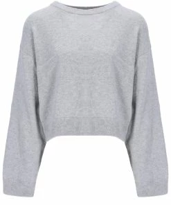 JUICY COUTURE SILVER MARL CASHMERE BLEND KNITTED CREW TOPS