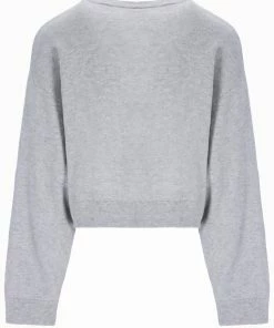 JUICY COUTURE SILVER MARL CASHMERE BLEND KNITTED CREW TOPS