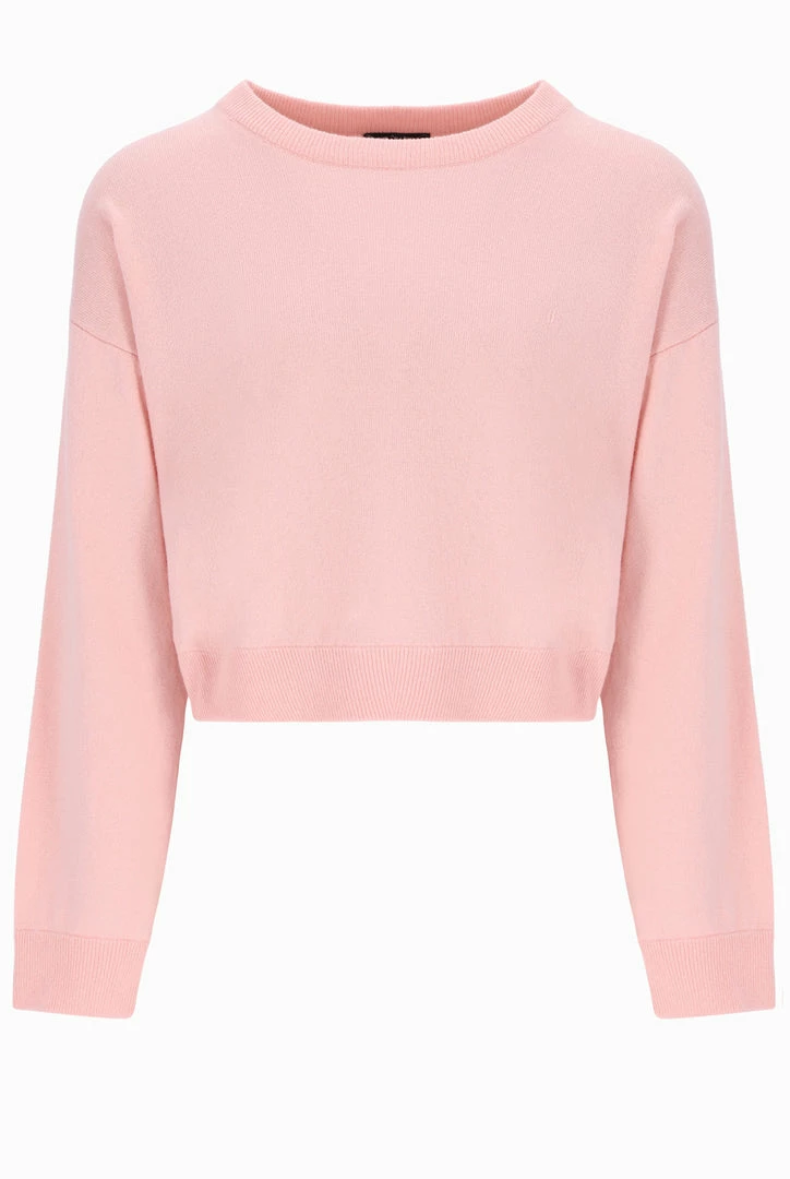 JUICY COUTURE PALE PINK CASHMERE BLEND KNITTED CREW TOPS