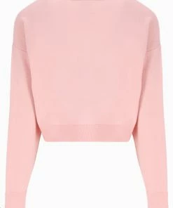 JUICY COUTURE PALE PINK CASHMERE BLEND KNITTED CREW TOPS