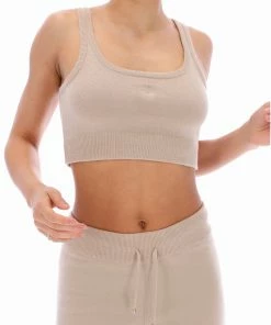 JUICY COUTURE WARM TAUPE CASHMERE BLEND CROP TOP TOPS